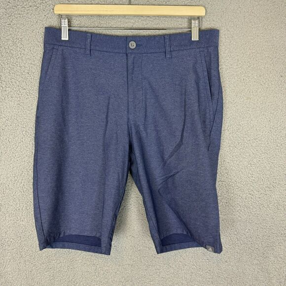 Adidas Shorts Mens 32 Blue Flat Front Performance Stretch Golf Casual - Picture 1 of 5